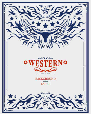 Western-style label design, Rodeo post elements.のイラスト素材