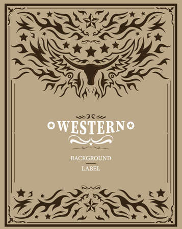 Western Style Label design, Rodeo post elements.のイラスト素材
