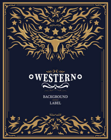 Western Style Label design, Rodeo post elements.のイラスト素材