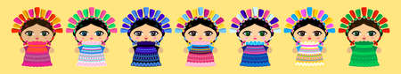 Traditional Doll Mexican master collection vector illustration.のイラスト素材