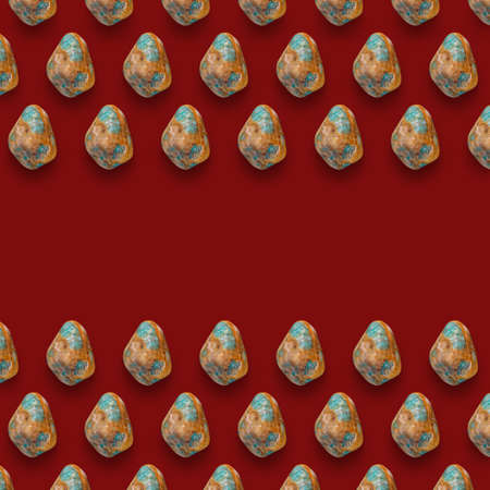Mineral Gemstones Pattern on Red background, Stones photography composition.の写真素材