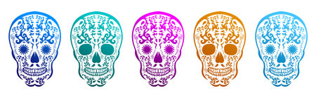 Sugar Skull Traditional style vector elements.のイラスト素材