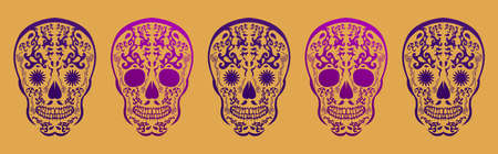 Sugar Skull Traditional style vector elements.のイラスト素材