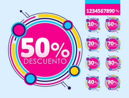 Descuento, Discount spanish text, Offer Editable online sale.のイラスト素材