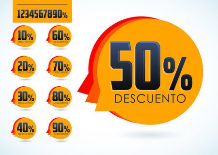 Descuento, Discount spanish text, Editable online sale.のイラスト素材