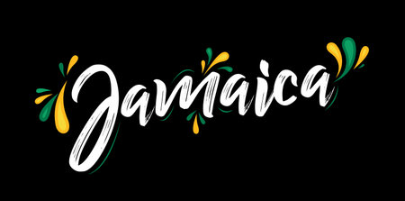 Jamaica typographic design Jamaican flag colors vector illustrationのイラスト素材