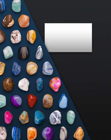 Card Space on Gemstones Background Composition 3D illustration Renderの写真素材