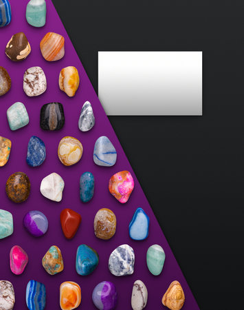 Card Space on Gemstones Background Composition 3D illustration Renderの写真素材