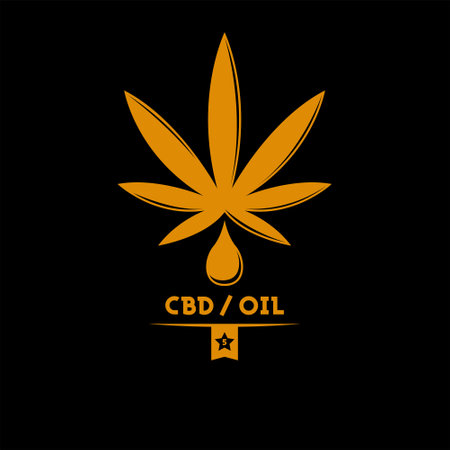 CBD Oil Marijuana emblem design, oil drop and leaf.のイラスト素材