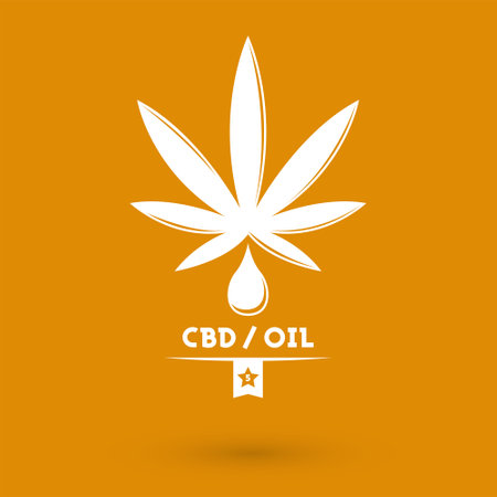 CBD Oil Marijuana emblem design, oil drop and leaf.のイラスト素材