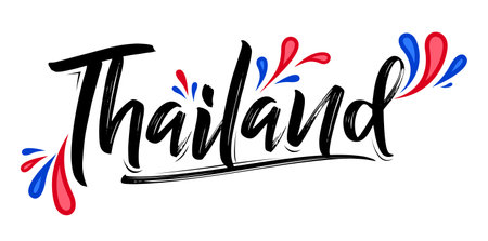 Thailand typographic design Thai flag colors vector illustrationのイラスト素材