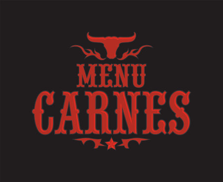 Menu Carnes, Meat Menu spanish text cover design, Barbecue restaurant.のイラスト素材