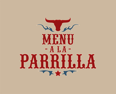 Menu a la Parrilla, Grill Menu spanish text design.のイラスト素材