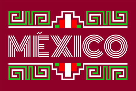 Mexico Aztec Maya lines elements design flag colorsのイラスト素材