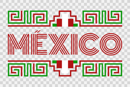 Mexico Aztec Maya lines elements design flag colorsのイラスト素材