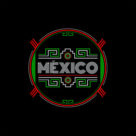 Mexico Maya Aztec emblem design mexican colorsのイラスト素材