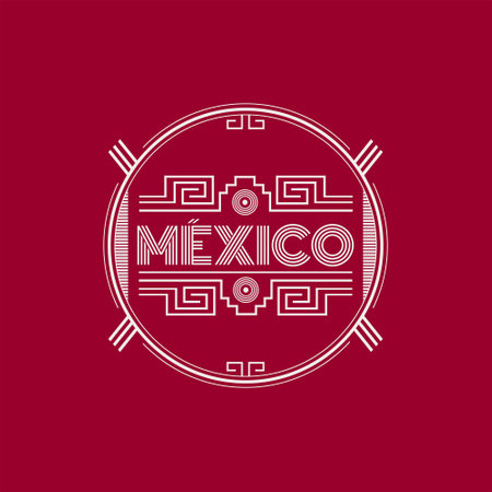 Mexico Maya Aztec emblem design mexican colorsのイラスト素材
