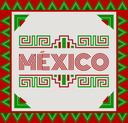 Mexico Aztec Maya lines elements design flag colorsのイラスト素材