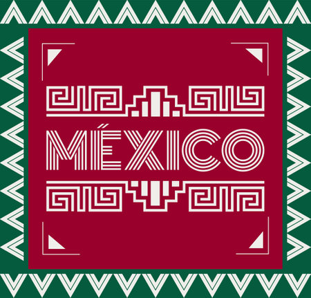 Mexico Aztec Maya lines elements design flag colorsのイラスト素材