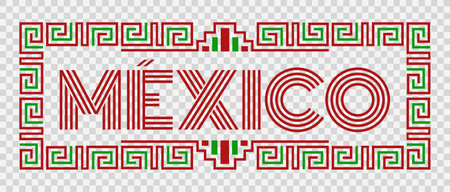 Mexico Aztec Maya lines design elements traditional colorsのイラスト素材