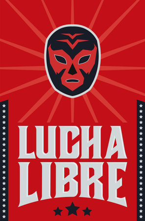 Lucha Libre, Wrestling spanish text Mexican wrestler mask designのイラスト素材