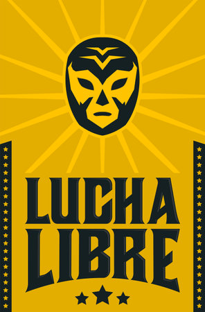 Lucha Libre, Wrestling spanish text Mexican wrestler mask designのイラスト素材