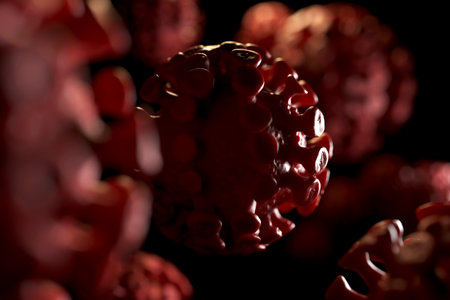 Coronavirus 2019-nCov novel coronavirus concept. Microscope virus close up. 3d rendering.