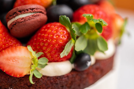 Red velvet cake. Slice of cake. Raspberry cake. Devil's cake. Wedding dessert. Birthday party....