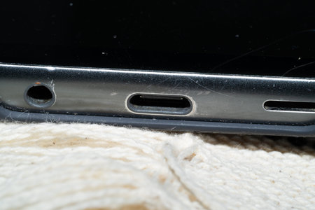 Close-up at usb door on a mobile phone.