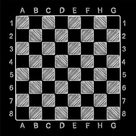 Chalk Chess Board. Chess cells. Hand drawn checkerboardのイラスト素材