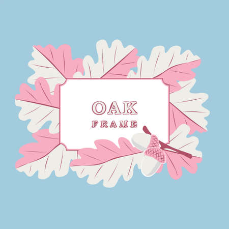 Oak frame. Oak vector. Hand drawn frame. Oak leaves. Natural frame. Forest. Botanic frameのイラスト素材