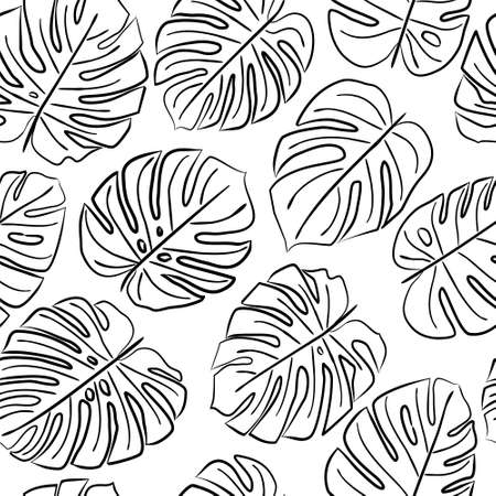 Seamless monstera pattern. Monstera background. Vector pattern. Monstera leaves. Jungle pattern. Summer Jungleのイラスト素材