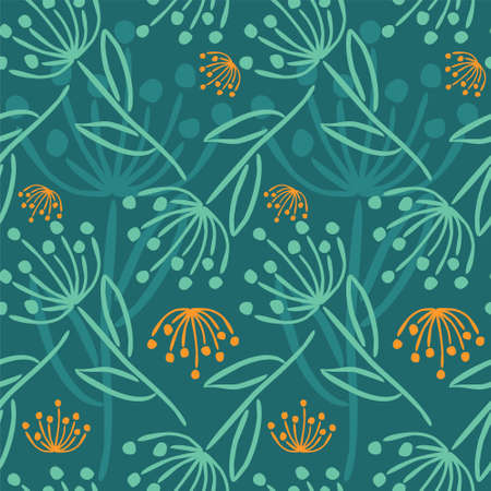 Seamless vector floral pattern. Hand drawn flowers. Vector illustration. Floral background. Pattern for textiles.のイラスト素材