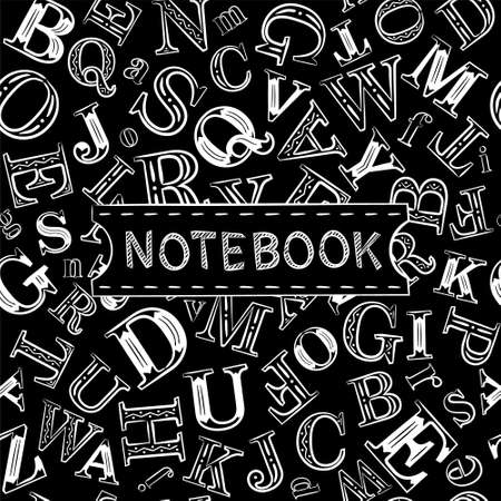 Cover for notebook. Seamless lettering background. Vector illustration. School and learning theme. Chalk coverのイラスト素材