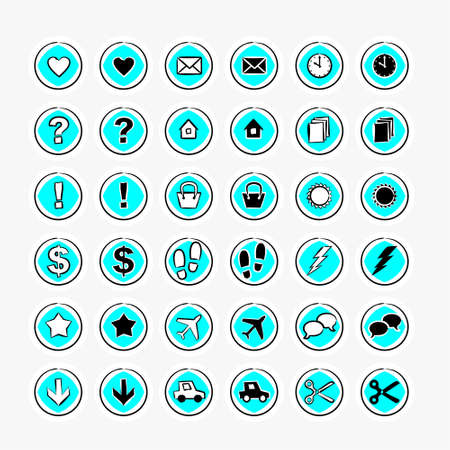Ultra blue bright modern icons for your design. Set of 36 pieces. Vector illustration.のイラスト素材