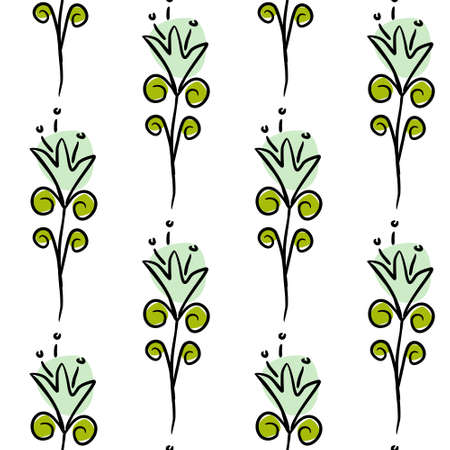 Seamless pattern of hand-drawn flowers. Cute fancy turquoise flowers on a dark background. Vector illustration.のイラスト素材