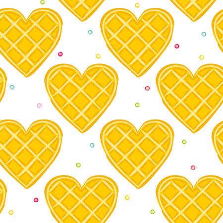 Seamless vector pattern of waffle hearts. Background on the theme of love, wedding and Valentines Day.のイラスト素材