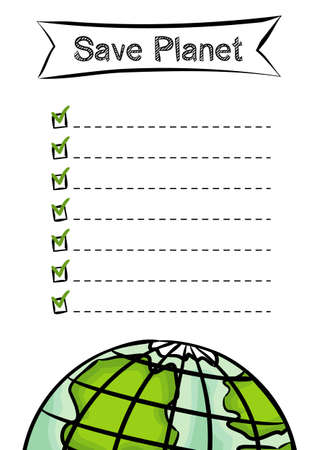 To Do List to Save the Planet / Illustration for Happy Earth Day, for celebrating environmental safetyのイラスト素材