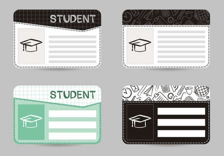 School id card, personal student identification card. University, school, college identity card with photo. Vector illustrationのイラスト素材