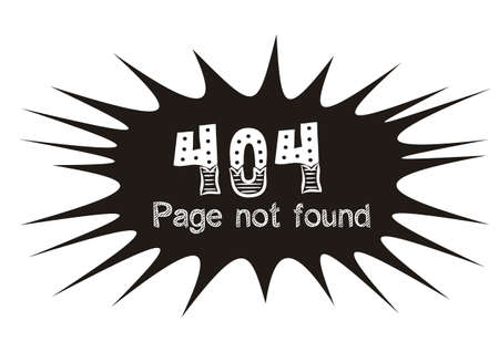 Screensaver for page 404 page not found. Black blot on a white background with lettering. White letters in chalk style. Template for web page. Vector illustrationのイラスト素材