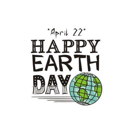 Happy Earth Day Card. Illustration of a banner for Happy Earth Day, for celebrating environmental safety.のイラスト素材