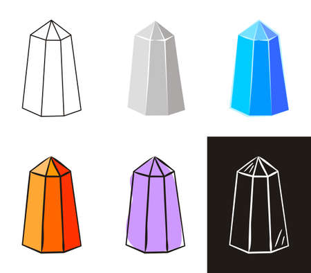 A collection of crystals in different styles: doodle, contour, chalk. Sets of Hand-drawn gems, diamonds, emeralds and rubies. Vector illustration for jewelry store, bijouterie, sale, magic and miracleのイラスト素材