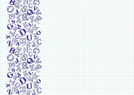 Pattern with school elements. School frame for designing a schedule, newspaper, website, magazine or poster. Hand drawn vector school icons on cell background.のイラスト素材