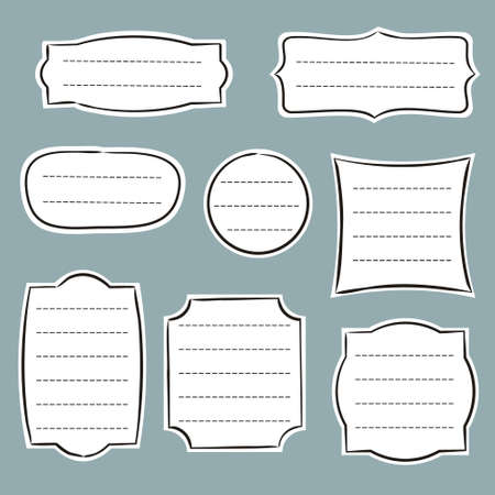 Set of vintage labels and stickers. Hand-drawn cute signs for the design of notebooks, gliders, diaries, packaging, albums. Vector illustration of Quote box.のイラスト素材