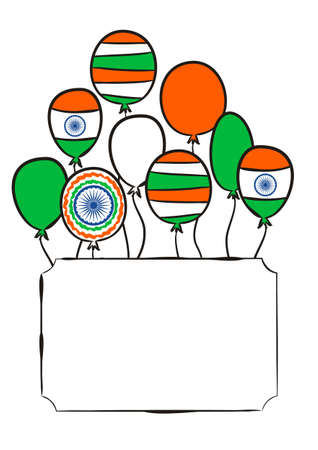 Frame with text box for text on Indian Independence Day. Pattern for August 15th in the national colors of India. Vector illustration for the design of posters, cards and banners.のイラスト素材