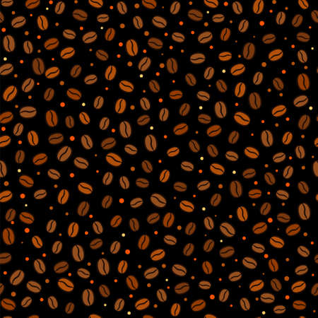 Seamless pattern from coffee beans. Hand-drawn grains. Vector illustration for menu, cafe, restaurant.のイラスト素材