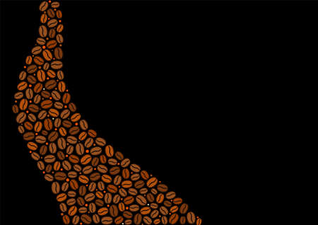 Wave made from coffee beans. Template for menu, cafe, restaurant. Hand-drawn grains. Vector illustrationのイラスト素材