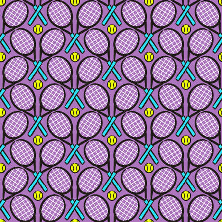 Seamless hand drawn tennis pattern.のイラスト素材