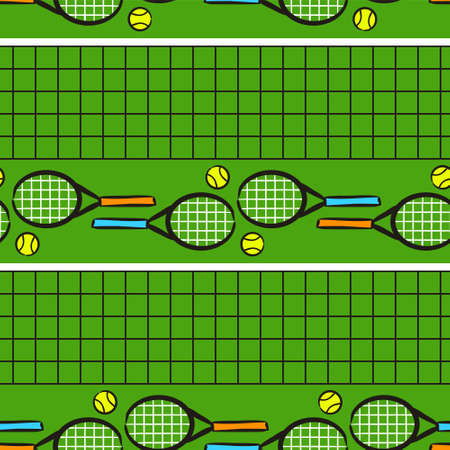 Seamless hand drawn tennis pattern.のイラスト素材