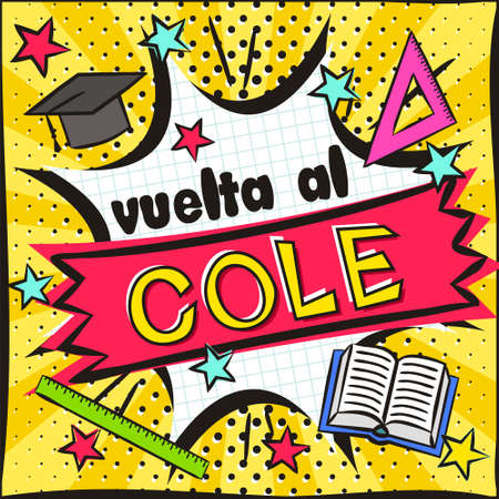 Spain Back to School Bright banner in the style of popart.のイラスト素材